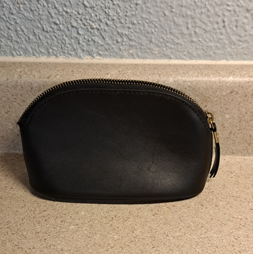 Madewell Black Leather Cosmetic Bag